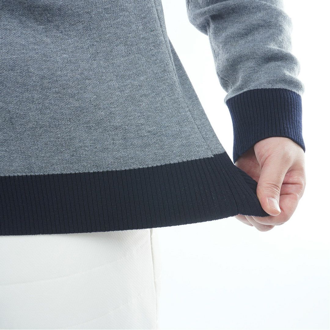 [トミーヒルフィガー]メンズ フロントロゴ　ハーフZIPモックネックニット　グレー