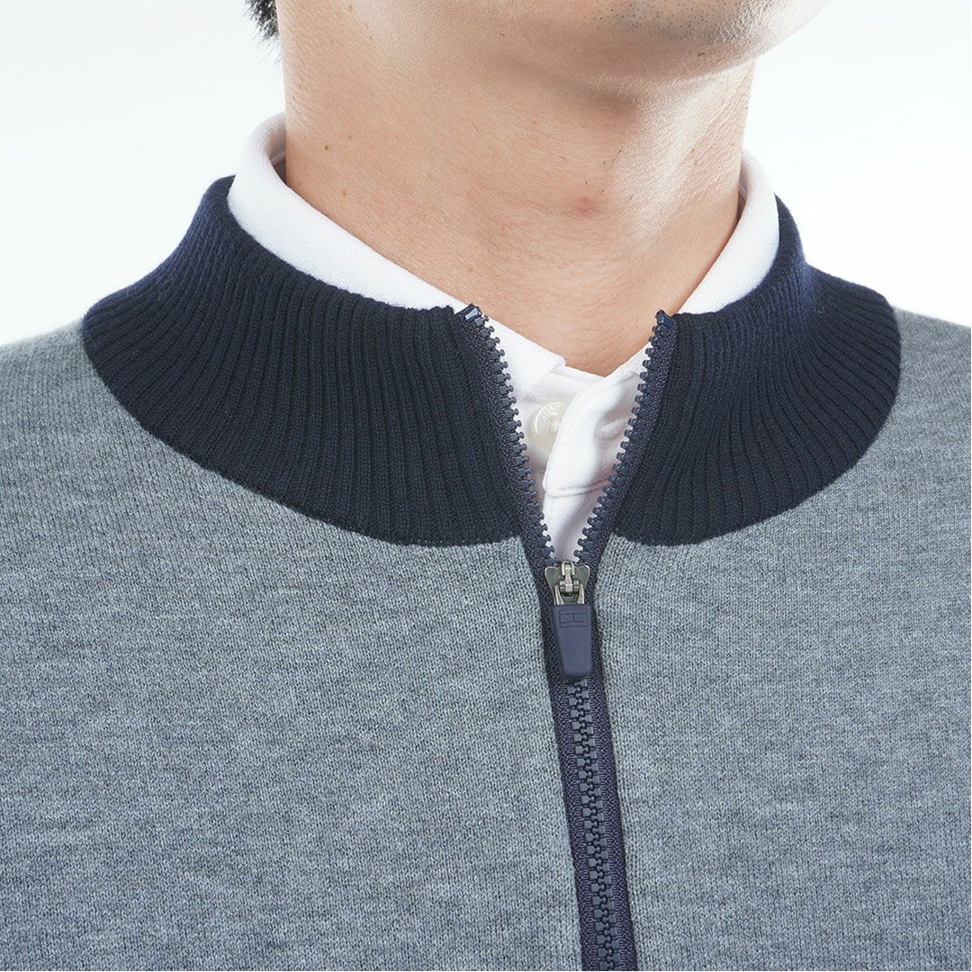 [トミーヒルフィガー]メンズ フロントロゴ　ハーフZIPモックネックニット　グレー
