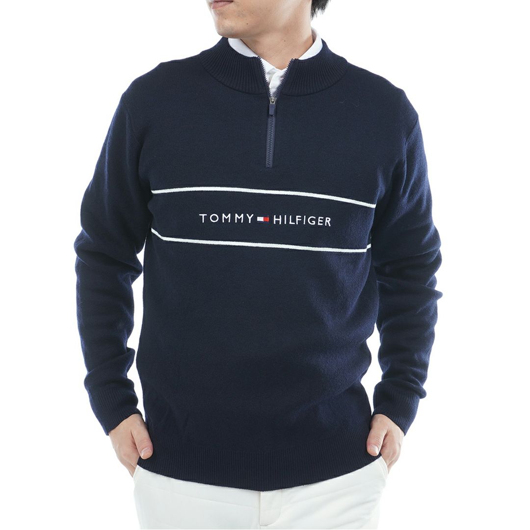 トミー ヒルフィガー ゴルフ Tommy Hilfiger Golf メンズ メンズ フロントロゴ　ハーフZIPモックネックニット THMA587 詳細13