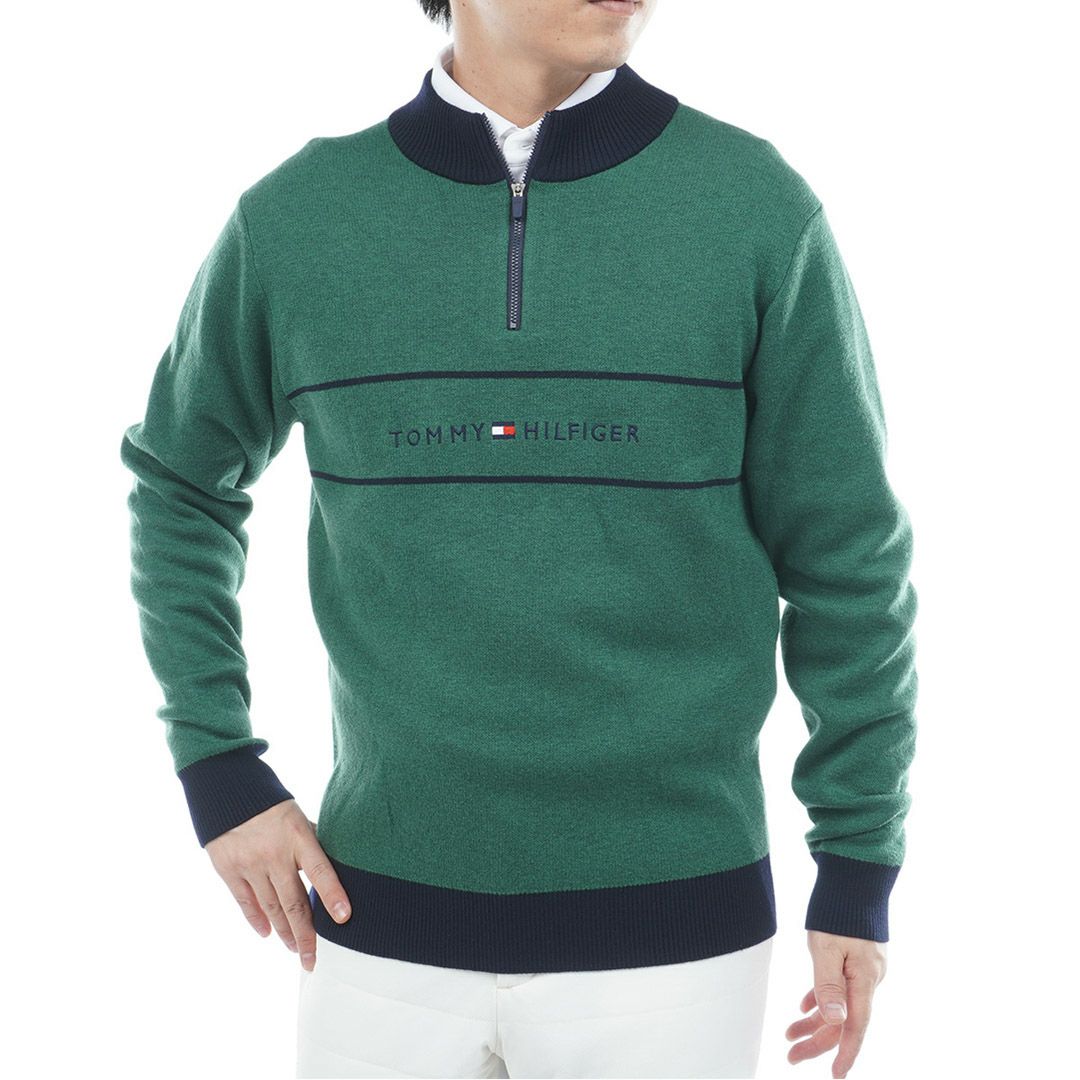 トミー ヒルフィガー ゴルフ Tommy Hilfiger Golf メンズ メンズ フロントロゴ　ハーフZIPモックネックニット THMA587 詳細16