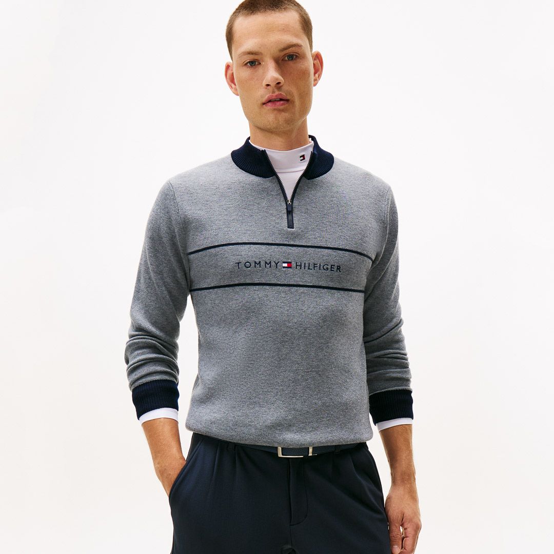 トミー ヒルフィガー ゴルフ Tommy Hilfiger Golf メンズ メンズ フロントロゴ　ハーフZIPモックネックニット THMA587 詳細22