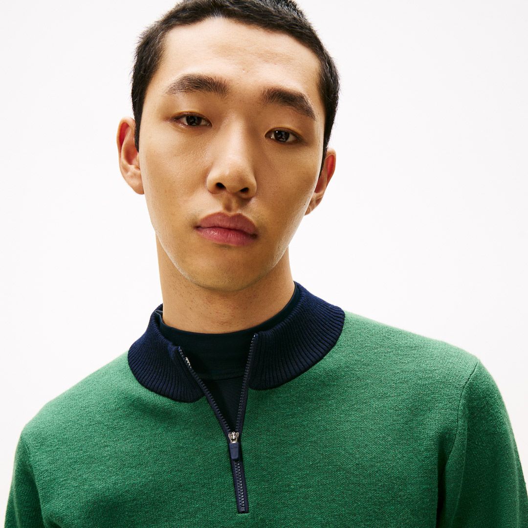 トミー ヒルフィガー ゴルフ Tommy Hilfiger Golf メンズ メンズ フロントロゴ　ハーフZIPモックネックニット THMA587 詳細24