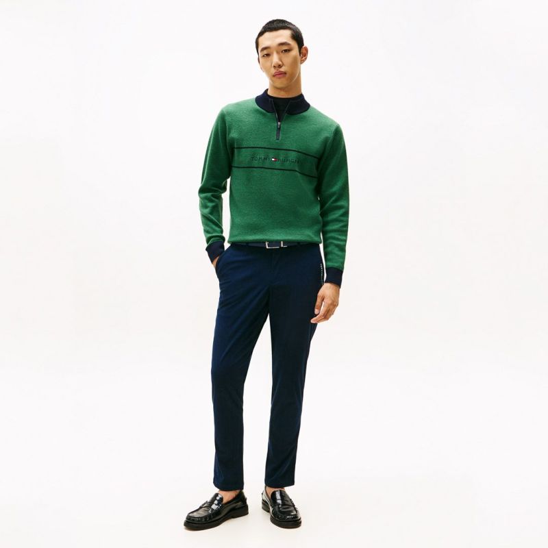 トミー ヒルフィガー ゴルフ Tommy Hilfiger Golf メンズ メンズ フロントロゴ　ハーフZIPモックネックニット THMA587 詳細25