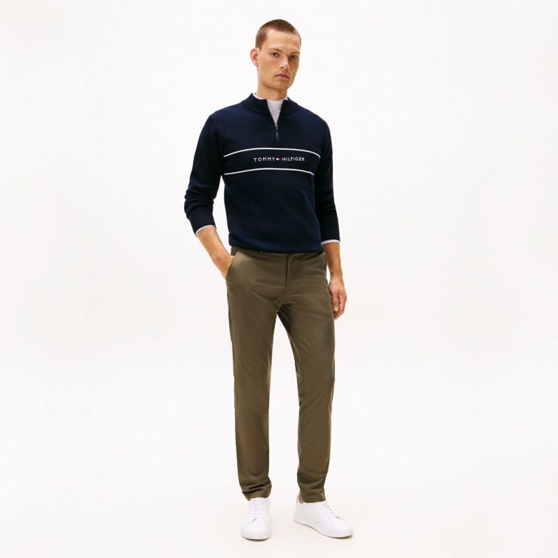 トミー ヒルフィガー ゴルフ Tommy Hilfiger Golf メンズ メンズ フロントロゴ　ハーフZIPモックネックニット THMA587 詳細29