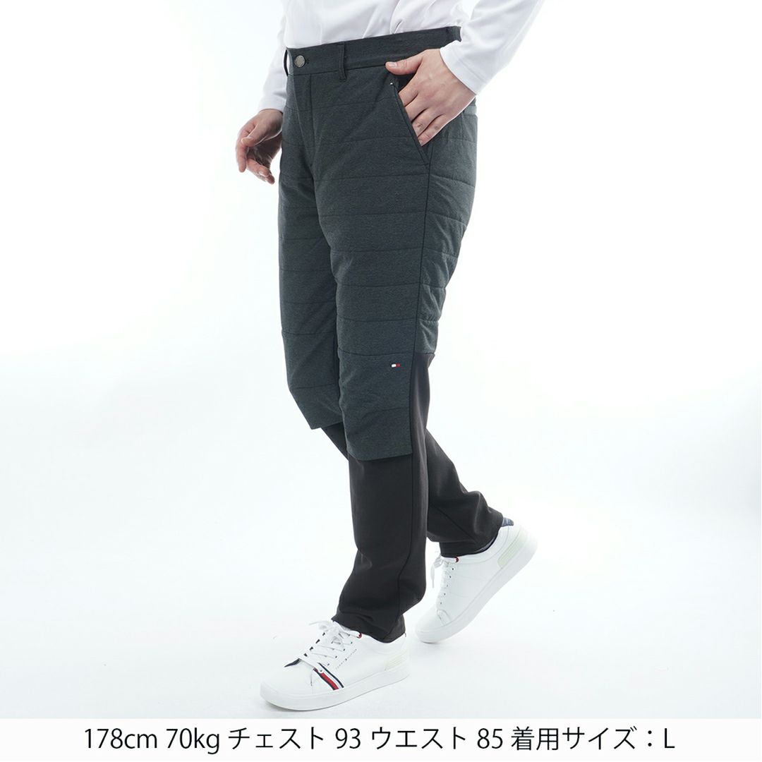 [トミーヒルフィガー]メンズ ハイブリット 中綿ロングパンツ　ブラック