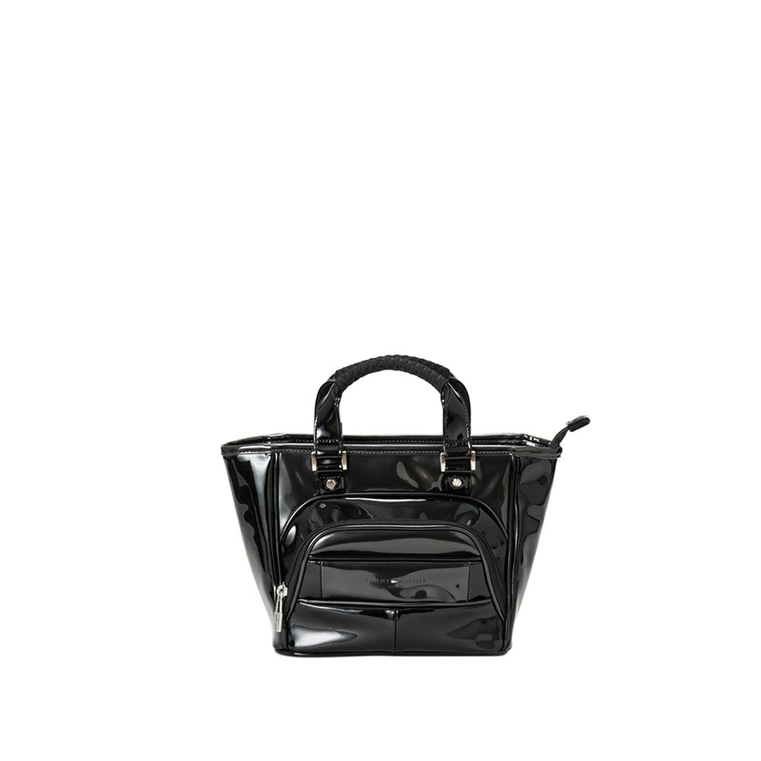 [トミーヒルフィガー]ラウンドバッグ エナメルスポーツ　ブラック