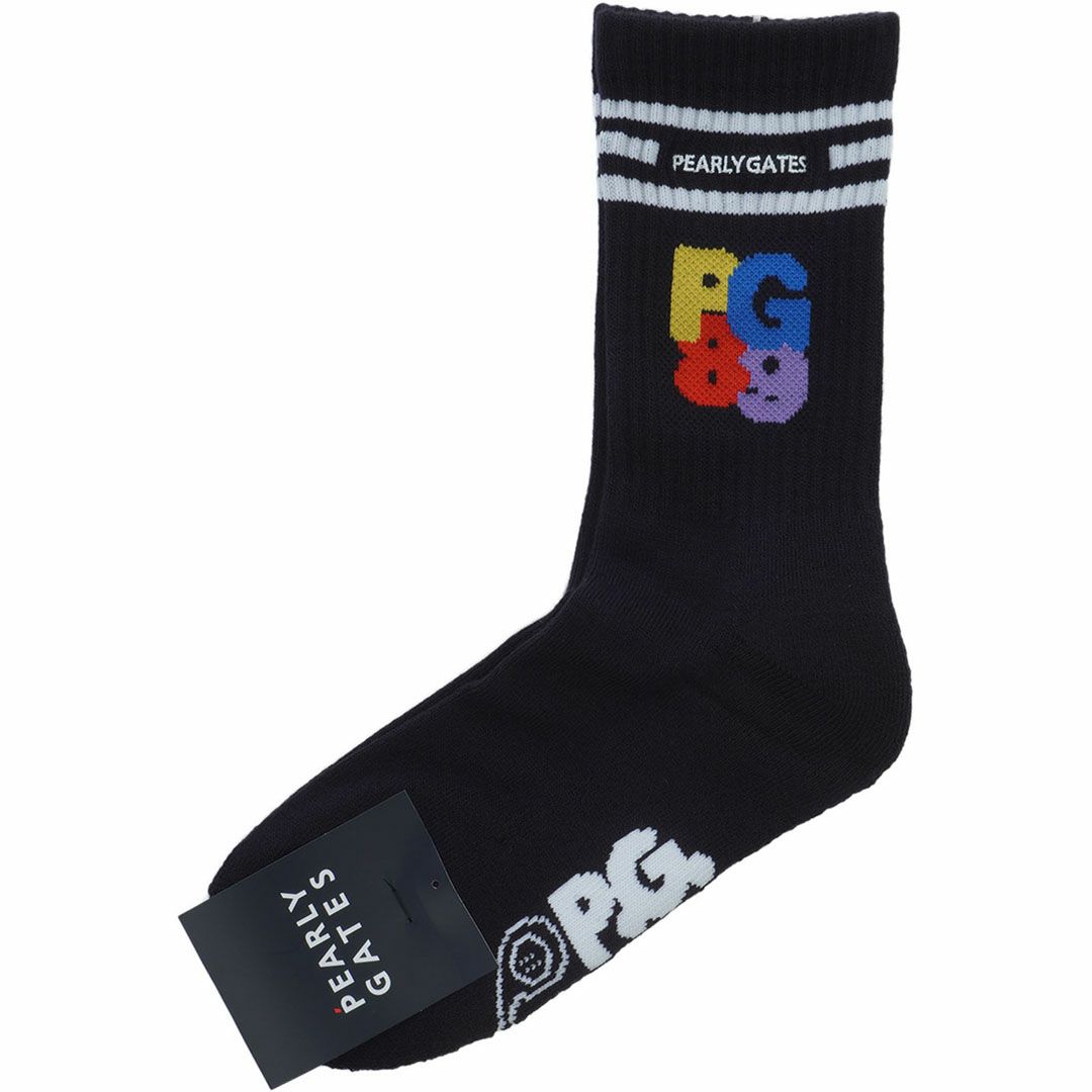 パーリーゲイツ PEARLY GATES レディース ラインミドルソックス PAMG5C3F ネイビー