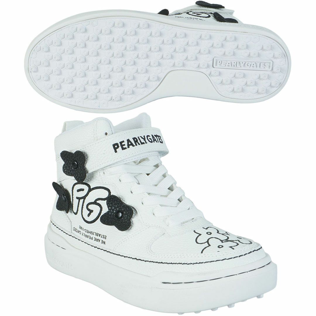 パーリーゲイツ PEARLY GATES レディース ロゴ×花柄ハイカットシューズ 053-5292102 パールホワイト