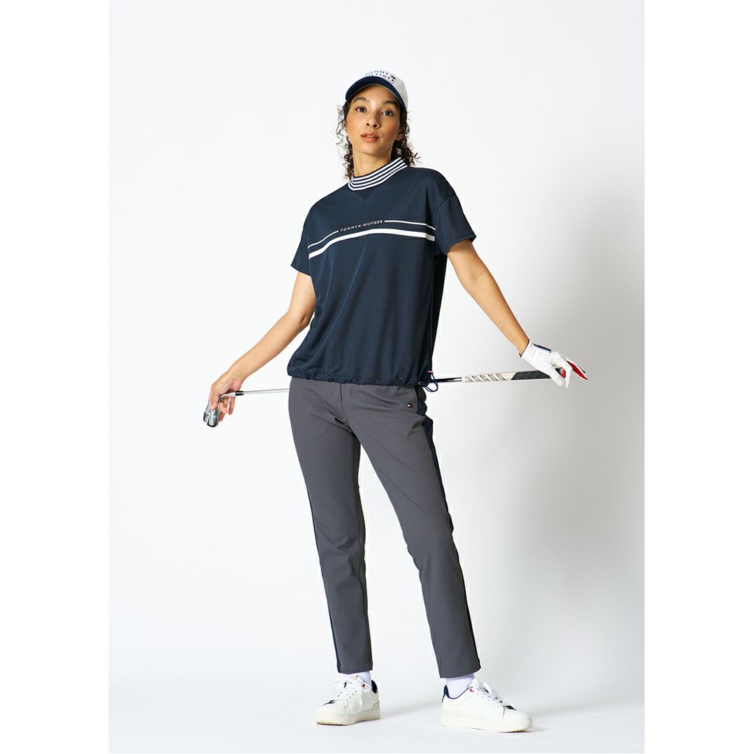 TommyHilfigerGolf トミーヒルフィガーゴルフ レディース ゴルフウェア 九分丈パンツ チャコールグレー モデル着用1