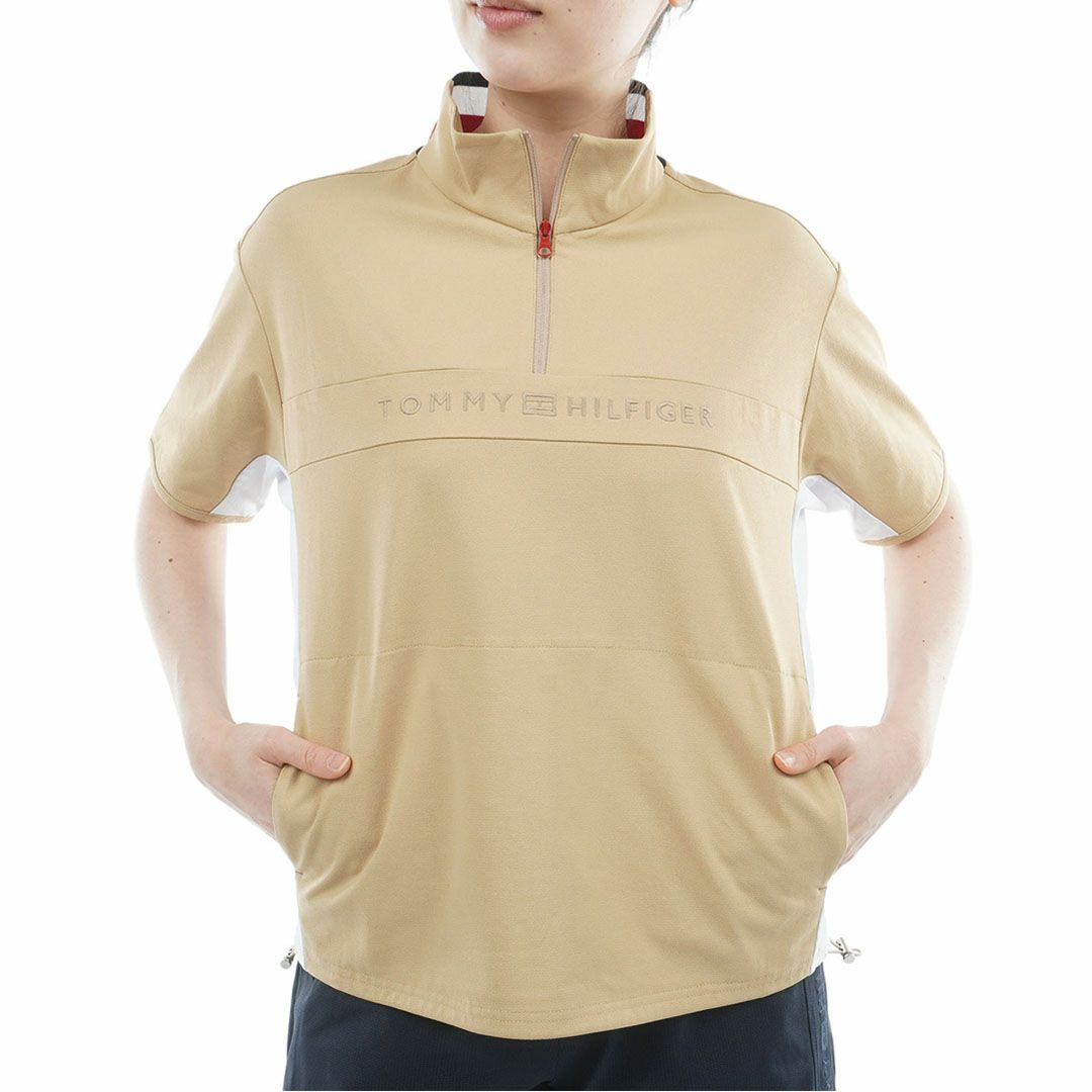 TommyHilfigerGolf トミーヒルフィガーゴルフ レディース ウィンドプルオーバー 半袖 サンドベージュ 詳細1