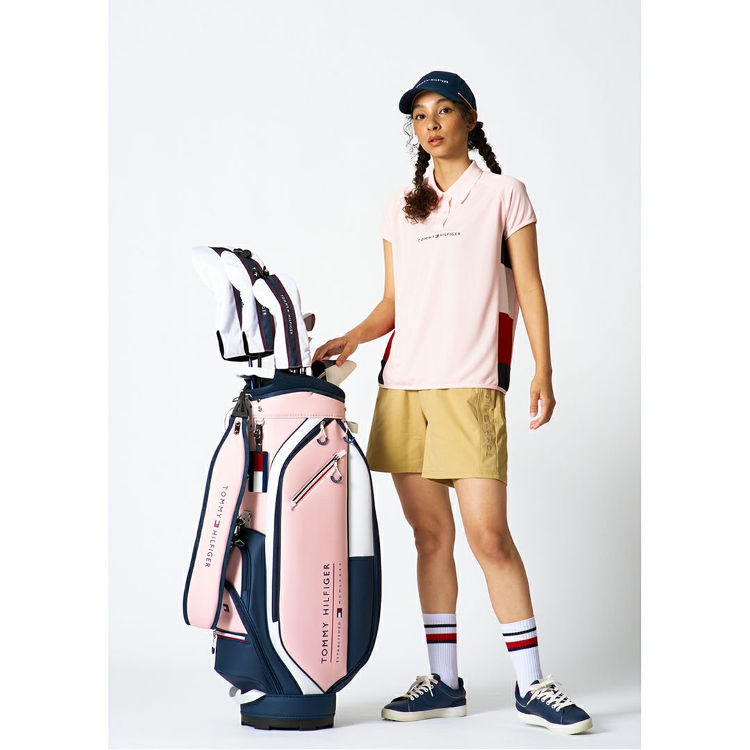 TommyHilfigerGolf トミーヒルフィガーゴルフ レディース ハーフパンツ サンドベージュ モデル着用1