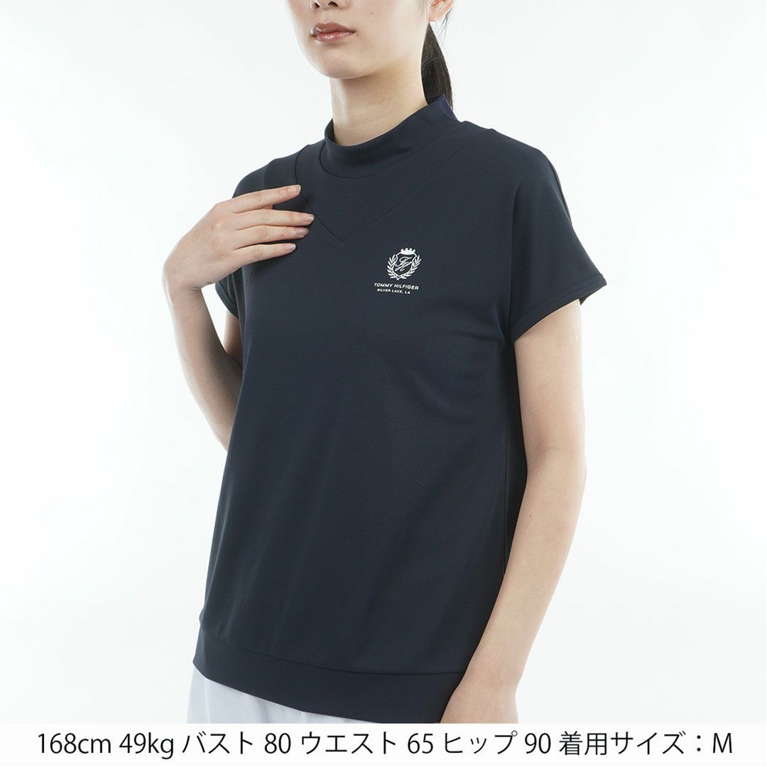 TommyHilfigerGolf トミーヒルフィガーゴルフ レディース モックネックシャツ 半袖 ネイビー 詳細2