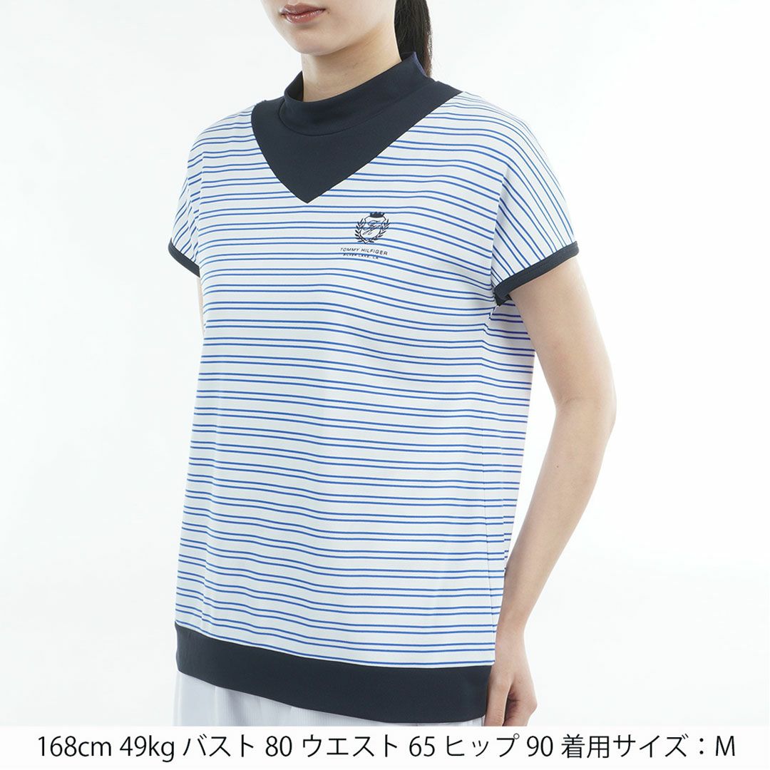TommyHilfigerGolf トミーヒルフィガーゴルフ レディース モックネックシャツ 半袖 ブルー 詳細2