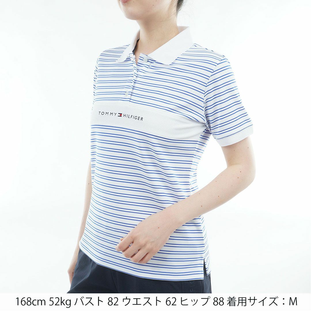 TommyHilfigerGolf トミーヒルフィガーゴルフ レディース ポロシャツ 半袖 ブルー ボーダー 詳細2