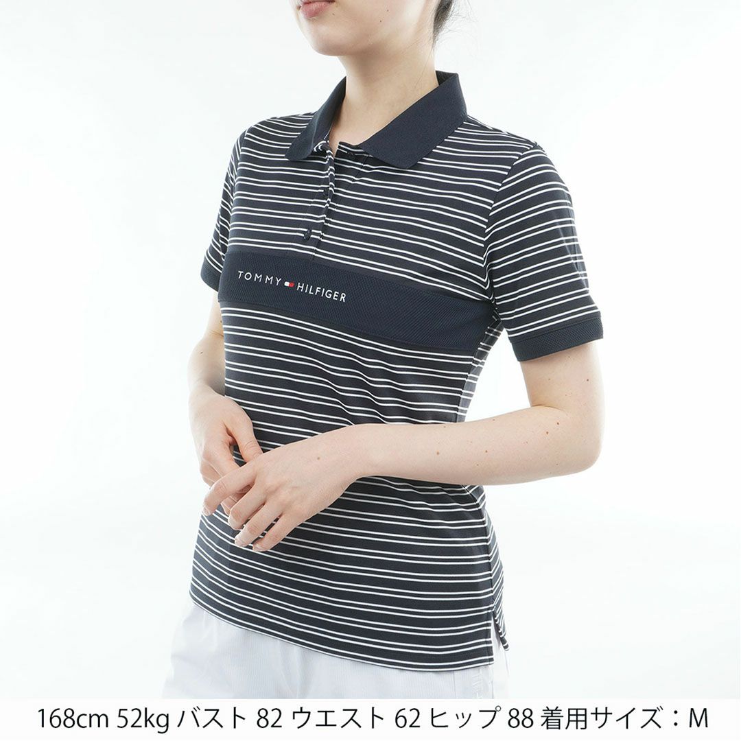 TommyHilfigerGolf トミーヒルフィガーゴルフ レディース ポロシャツ 半袖 ネイビーホワイト ボーダー 詳細2