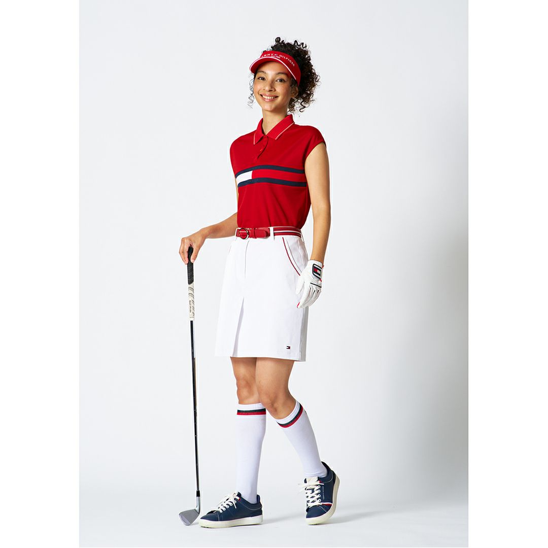 TommyHilfigerGolf トミーヒルフィガーゴルフ レディース スカート ホワイト モデル着用1